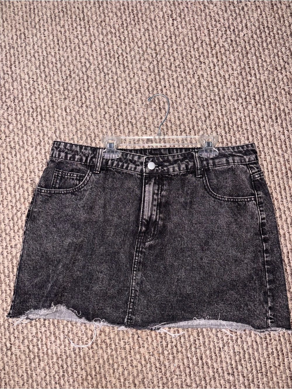 Women's Black Washed Denim Mini Skirt